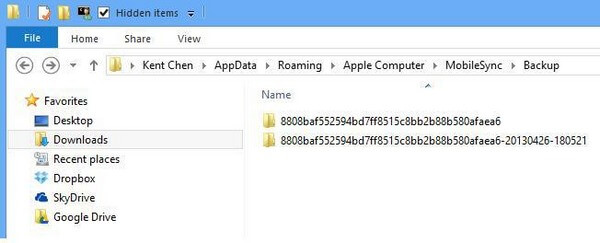 Location of itunes backup files on windows 10
